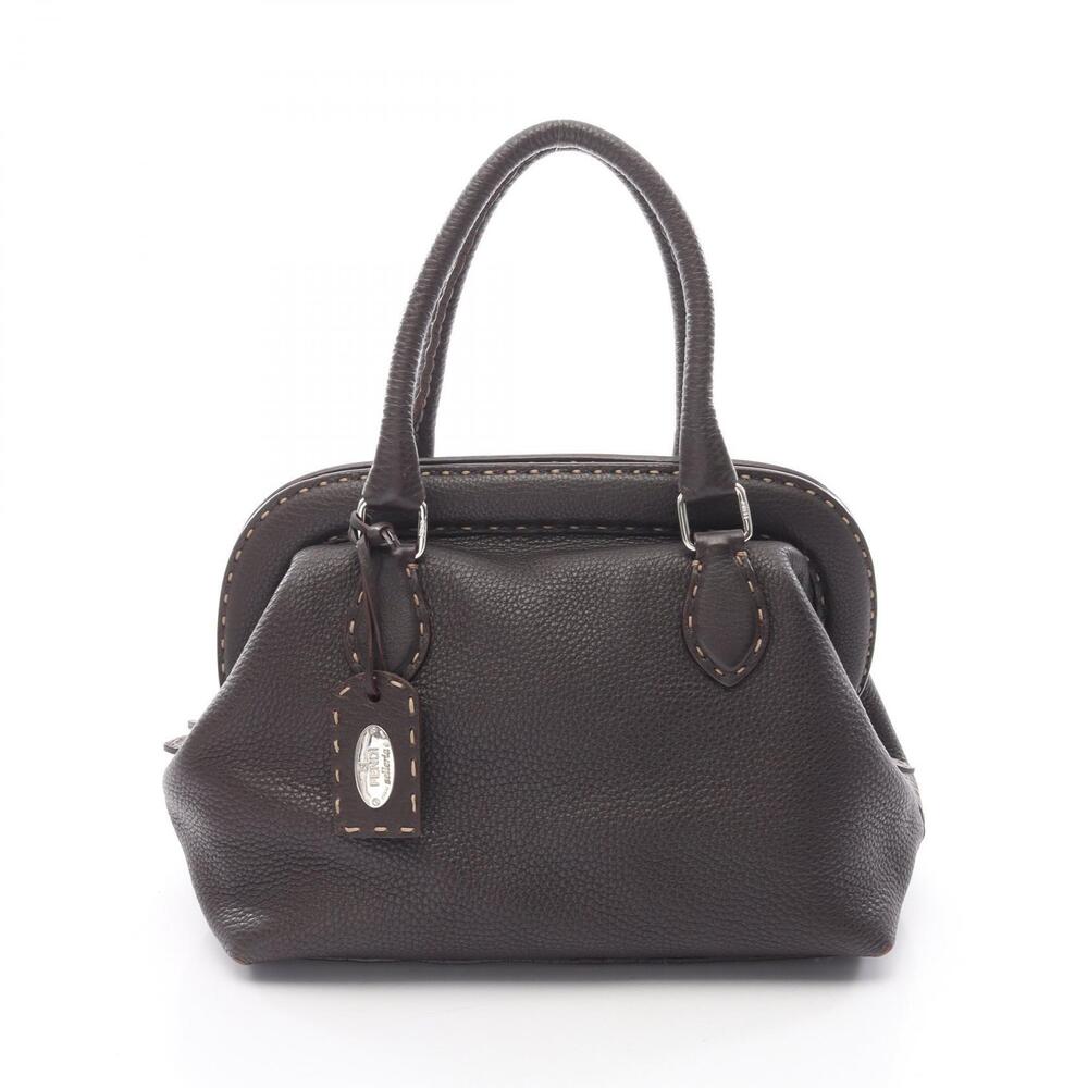 Fendi Selleria Handbag Leather Brown